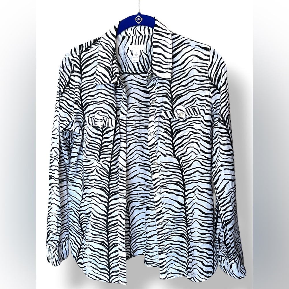 Chico's Black & White Zebra-Print Button-Up